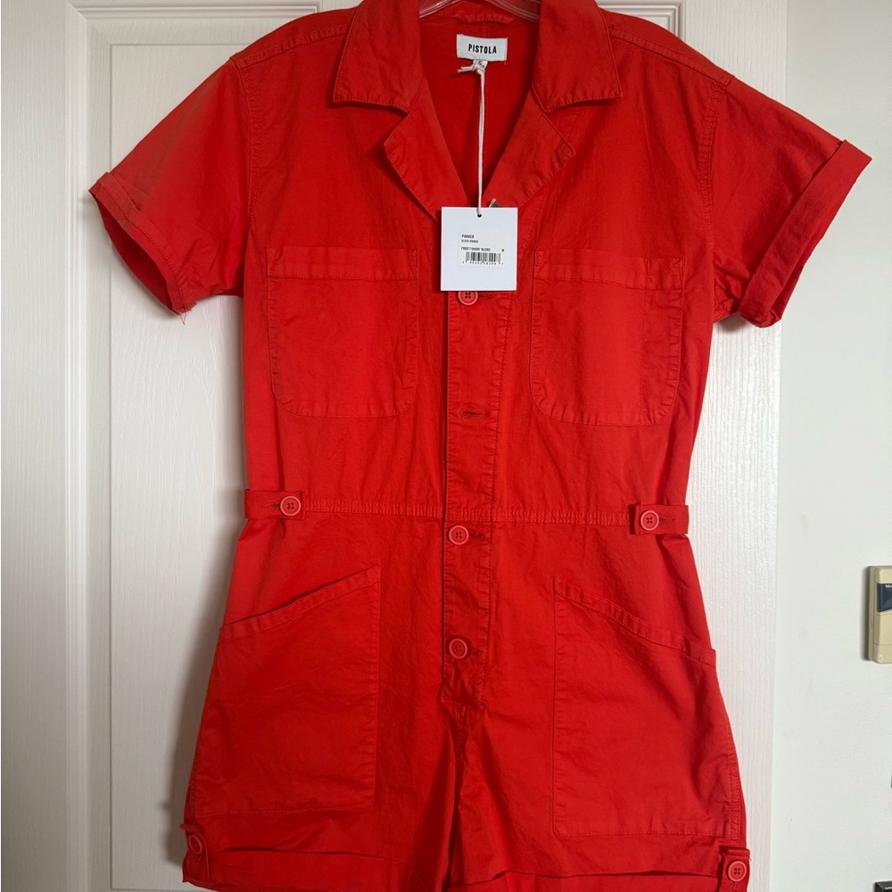 Pistola Parker Orange Shorts Utility Romper